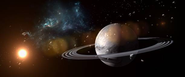 夜空に浮かぶ月と土星のイメージ